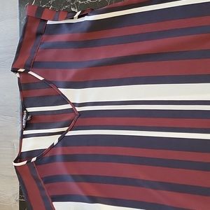 Folded sleeve stripe blouse